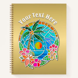 アクアと金ゴールド海パームツリーサマーランドスケープ ノートブック