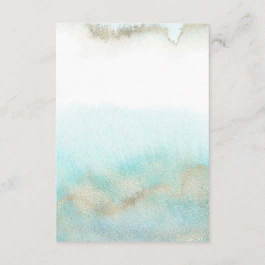 アクアと金ゴールド結婚の週末のイベント エンクロージャーカード (裏面)