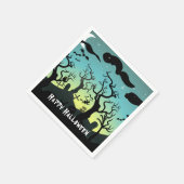 アクアと黄色の幽霊のよく出る墓地ハロウィーン スタンダードカクテルナプキン (角)