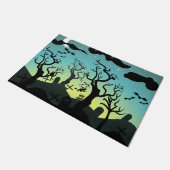 アクアと黄色の幽霊のよく出る墓地ハロウィーン ドアマット (アングル)