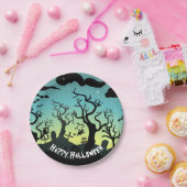 アクアと黄色の幽霊のよく出る墓地ハロウィーン ペーパープレート (パーティー)