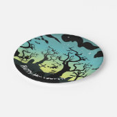 アクアと黄色の幽霊のよく出る墓地ハロウィーン ペーパープレート (アングル)