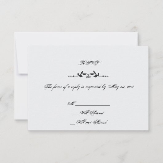 アクアと黒エレガントなウェディングレスポンスカード 出欠カード (正面)
