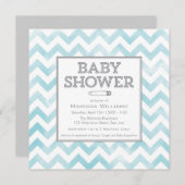 アクアのチェブロンパターン ベビーシャワーの招待状 招待状 (正面/裏面)