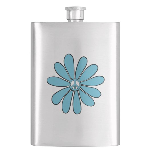 アクアのヒッパイフラワーパワーピースサイン フラスク (正面)
