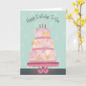 アクアのフローラ階層化ケーキ「ハッピーバースデー」 カード (黄色い花)