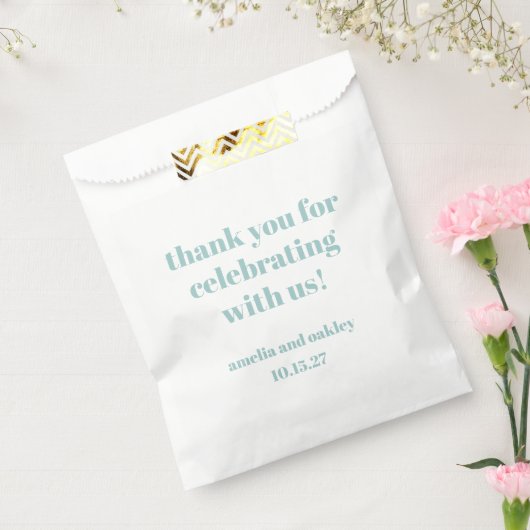 アクアはっきりしたブルーレトロカスタムウェディングサンキュー フェイバーバッグ (封をした状態)