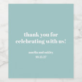 アクアはっきりしたブルーレトロカスタムウェディングサンキュー ワインラベル (シングルラベル)