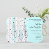 アクアまたは任意のカラー樺の木ツリー結婚式招待状 招待状 (スタンド正面)