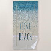 アクアやる気を起こさせるターコイズティール(緑がかった色)ブルーサーフウェーブズ ビーチタオル (正面)