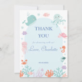 アクアよくはしゃぐ水中海動物ベビー サンキューカード (正面)