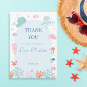 アクアよくはしゃぐ水中海動物ベビー サンキューカード