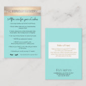 アクアアイラッシュエクステンションアフターケアの手順 紹介カード (正面/裏面)