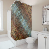 アクアアクセントオンブラウンアニマルプリント抽象芸術 シャワーカーテン (インサイチュ)