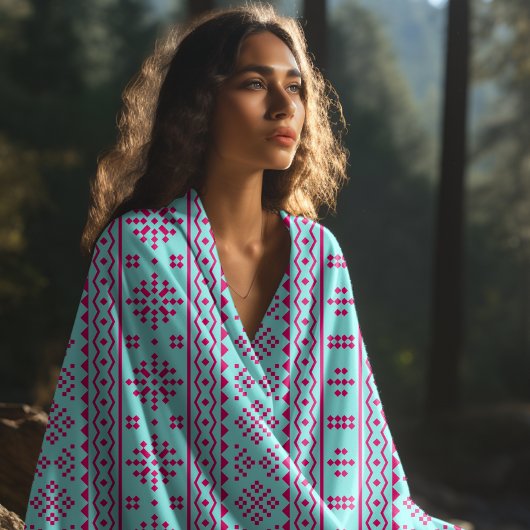 アクアアステカ模様 ビーチタオル