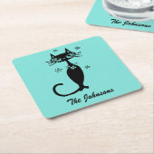 アクアアトミックレトロキャット飲み物用コースター スクエアペーパーコースター (アングル)