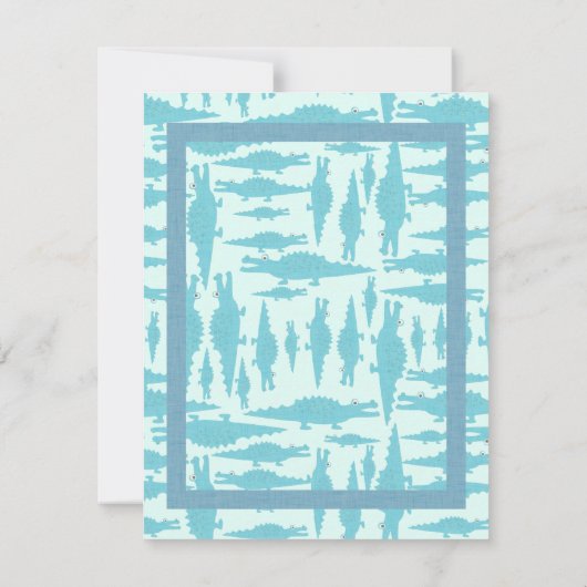 アクアアリゲーターパターン男の赤ちゃんシャワー招待状 招待状 (裏面)