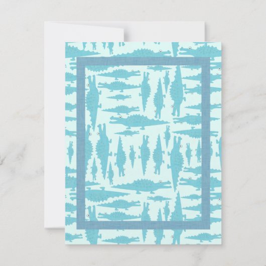 アクアアリゲーターパターン男の赤ちゃんシャワー招待状 招待状 (裏面)