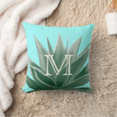 アクアアロエ多肉性アイボリーモノグラムモダン枕 クッション (ブランケット)