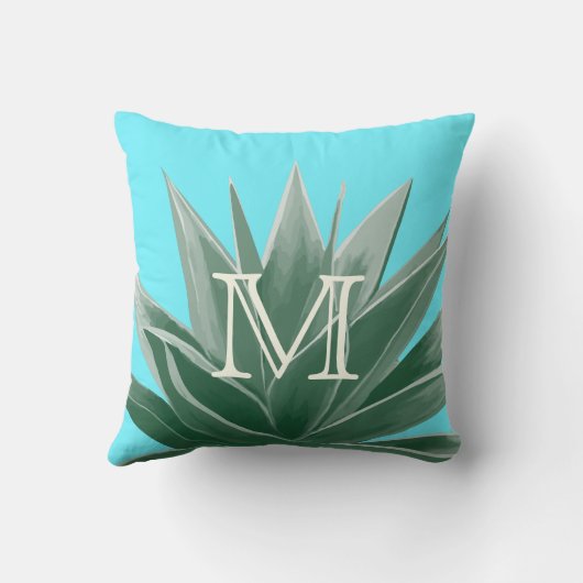 アクアアロエ多肉性アイボリーモノグラムモダン枕 クッション (裏面)