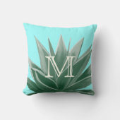 アクアアロエ多肉性アイボリーモノグラムモダン枕 クッション (正面)