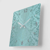 アクアアンティークヴィンテージダマスクウォールクロック スクエア壁時計 (傾斜)