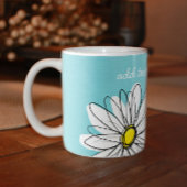 アクアアンドイエローお洒落デイジーカスタム文字 コーヒーマグカップ