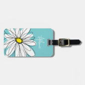 アクアアンドイエローお洒落デイジーカスタム文字 ラゲッジタグ (正面横)