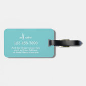 アクアアンドイエローお洒落デイジーカスタム文字 ラゲッジタグ (裏面横)