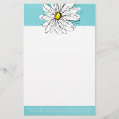 アクアアンドイエローお洒落デイジーカスタム文字 便箋 (正面)