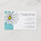アクアアンドイエローお洒落デイジーカスタム文字 名刺 (裏面)