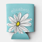 アクアアンドイエローお洒落デイジーカスタム文字 缶クーラー (裏面)