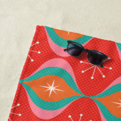 アクアアンドオレンジミッドセンチュリーモダンアトミックスタイル ビーチタオル (インサイチュ)