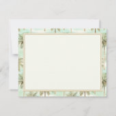 アクアアンドクリームトロピカルパームツリーモノグラム ノートカード (裏面)