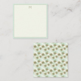 アクアアンドクリームトロピカルパームツリーモノグラム ノートカード