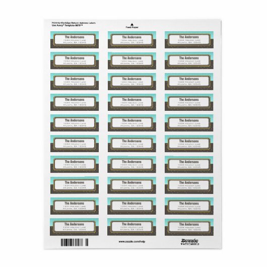 アクアアンドグレークリスマススターズ差出人住所 ラベル (フルシート)