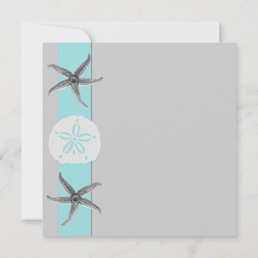 アクアアンドグレーバンドスターフィッシュ結婚式招待状 招待状 (裏面)