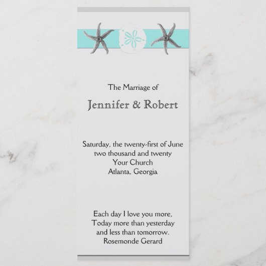 アクアアンドグレーバンドスターフィッシュ結婚式 プログラム (正面)