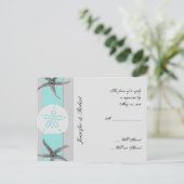 アクアアンドグレーバンドスターフィッシュRSVPポストカード インビテーションポストカード (スタンド正面)