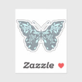 アクアアンドグレーボタニカルバタフライ シール (シート)