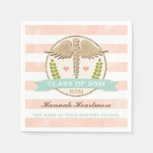 アクアアンドコーラルカドゥセウスナース卒業 スタンダードカクテルナプキン (正面)