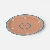 アクアアンドコーラルモノグラムの紙プレート ペーパープレート (アングル)