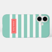 アクアアンドコーラル名門私立校風のズストライプモノグラム Case-Mate iPhoneケース (裏面 (横))