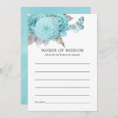 アクアアンドシルバーヴィンテージシャビーバラ結婚ズ 招待状 (正面/裏面)