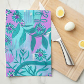 アクアアンドピンクお洒落魔法ガーデン キッチンタオル (四つ折り)