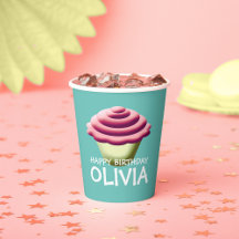 アクアアンドピンクカップケーキガールズ誕生日