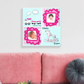 アクアアンドピンクベビーフォト子供部屋ウォールデコール キャンバスプリント (インサイチュ (リビング))