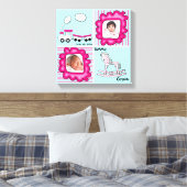 アクアアンドピンクベビーフォト子供部屋ウォールデコール キャンバスプリント (インサイチュ (寝室))