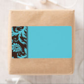 アクアアンドブラウンストライプのダマスク住所 シール (インサイチュ)