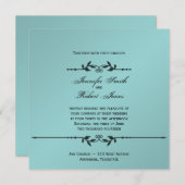 アクアアンドブラックエレガントウェディング招待状 招待状 (正面/裏面)